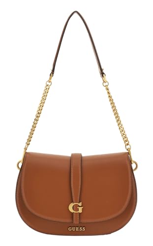 GUESS Kuba Tri Compartment Flap Shoulder Bag Cognac