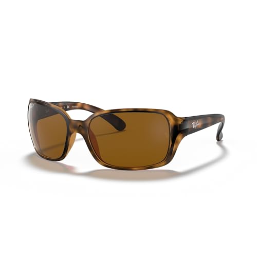 Ray-Ban Womens RB4068 Square Sunglasses, Havana/Polarized B-15 Brown, 60 mm