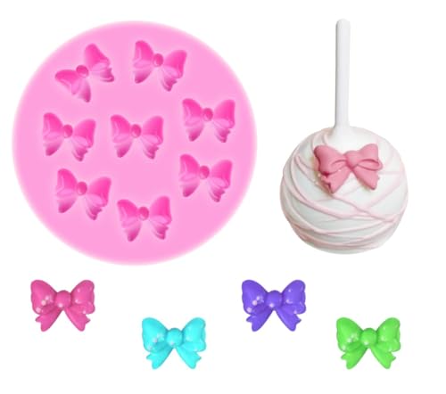 YunKo W0770 8 Mini Bows Silicone Fondant Molds Chocolate Sugar Candy Cake Pop Bow Craft Molds DIY Cake Decorating Clay Molds
