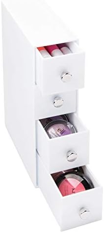 iDesign 36562EU Drawers Cosmetic Organiser Drawer, Plastic Makeup Storage Drawers with 4 Drawers, White