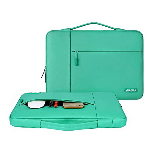 Image of MOSISO Laptop Case 13.3 inch, 13-13.3 inch Laptop Sleeve with Handle Compatible with MacBook Air /Pro 13 /Pro 14 M5 M4 M3 M2 M1,HP Dell ASUS Lenovo, Polyester Multifunctional Computer Bag, Biscay Green
