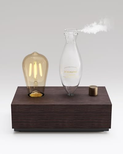 Glass Essential Oil Diffuser with Natural Wood Base, Waterless Aromatherapy Diffusers with Bulb, 3...