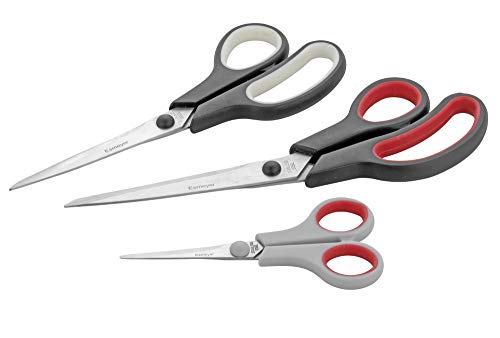 Esmeyer Trio Cut - Set Da 3 Forbici Trio Cut In Acciaio Inox, Con Impugnatura Soft-Touch, In Scatola Regalo Con Coperchio Trasparente