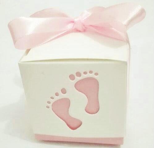 Since 50Pcs Baby Shower Ribbon Favour Gift Candy Boxes Wedding Favors And Gifts For Wedding (Pink) #TOP1