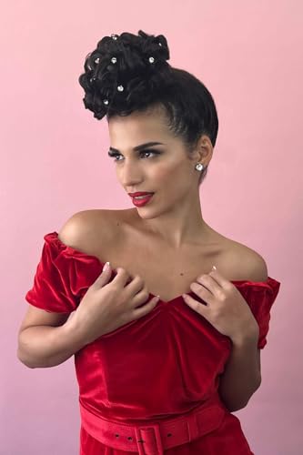 Chignon postiche à clip haut de gamme style caniche rouge 130