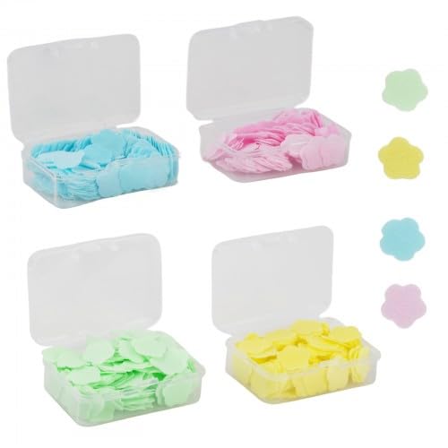 Seifenblätter 4 Boxen Blätter Seife für Unterwegs Einweg Seife Papier Tragbare Mini Seifenblättchen Seifenpapierblätter für Unterwegs Reisen Camping zum Waschen im Freien 100 Blatt pro Karton