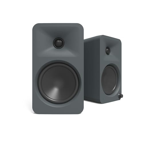 Image of Kanto ORA4 140W Powered Reference Speakers with Bluetooth 5.0 and USB-C Input | 4 inch Woofers with Deep Bass Extension | Bi-Amplified | 80 Hz Automatic Crossover | Reference Quality Sound | Pair | Grey