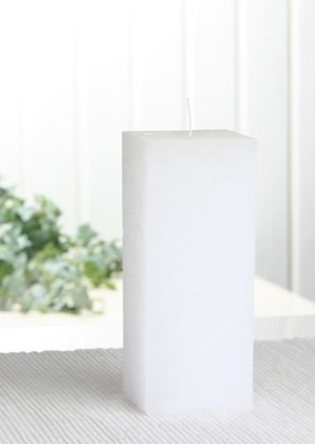 CandleCorner Rustik-Kerzen: viereckig, 12 x 5 x 5 cm Ø, weiß, unparfümiert Küche, Haushalt & Wohnen