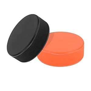 Cosmos 2 Pcs Sport Ice Hockey Puck Ice Hockey Ball for Practice and Training. 3” Diameter, 1″ Thickness, Black and Orange Color