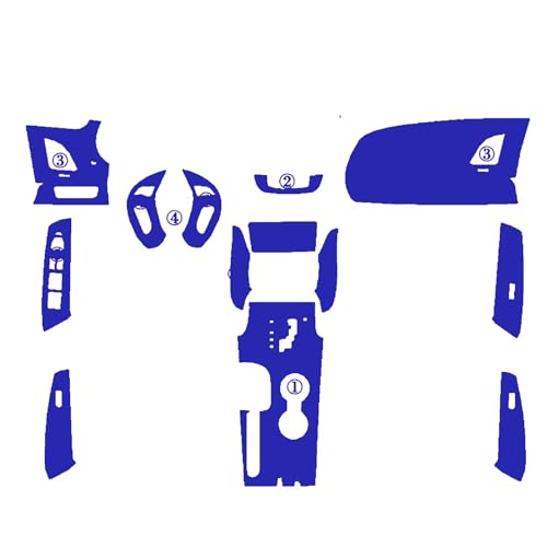 Autocollants panneau central Hyundai ix35 fibre carbone poignée porte 3D bleu