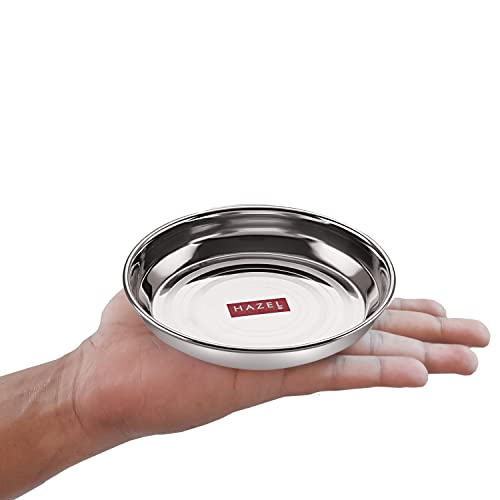 Image of HAZEL Multipurpose Stainless Steel Plates Set for Kitchen | Serving Plate for Snacks, 200 ML, Set of 6