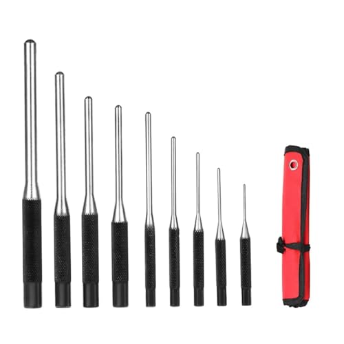 Splinttreiber Set, 9 Stück Durchschlag Werkzeug 1.5mm - 8mm, Durchschlag Set mit Aufbewahrungstasch für Uhrenreparatur Leder Schmuck Kunsthandwerk,Ankörner Satz Durchschlag Set