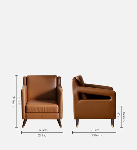 Image of Impact Handicraft Milan Wing Chair for Living Room Bedroom High Back Arm Chair Cushioned Lounge Chair Two Seater Sofa, Luxury Rest Chair Arm Chair Sofa Fabric (Tan)