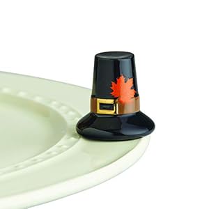 Nora Fleming We Gather Together (Pilgrim Hat) – Hand-Painted Ceramic Thanksgiving Decor – Fall Minis for The Home and Office