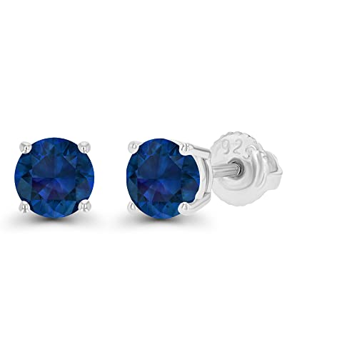 14K Gold Plated 925 Sterling Silver Hypoallergenic 5mm Round Genuine Birthstone Solitaire Screwback Stud Earrings2