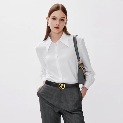 Image of Aurolran Women's Leather Belt with Buckle - Ideal for Dresses, Jeans, and Coats