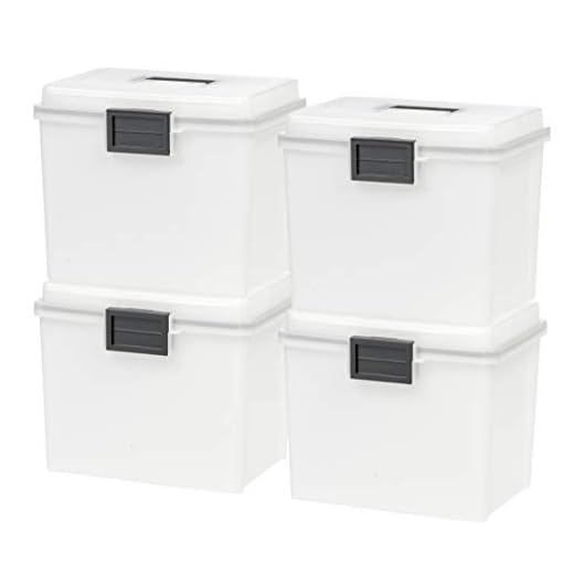 IRIS UCB-HFB Letter Size Portable Weathertight File Box, 4 Pack, Pearl