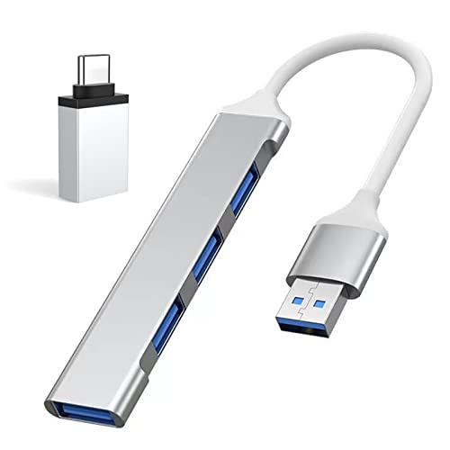 Kafeiya Hub USB,Adaptador Multipuerto 4 en 1 con 1 Puerto USB 3.0 y 3 de USB 2.0, Divisor de Transferencia de Datos,para PC,Computadora Portátil,MacBook,Unidad Flash USB