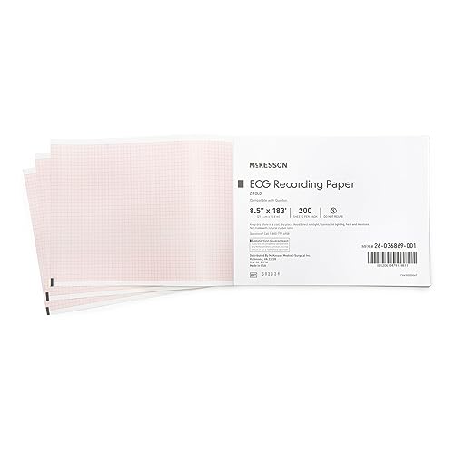 Papier thermique ECG McKesson 21,5 cm x 55,8 m à grille rouge pour impression de diagnostic