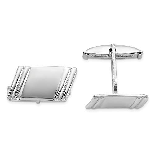 Mancuernillas para hombre en plata 925 con rayas diagonales miniatura 1