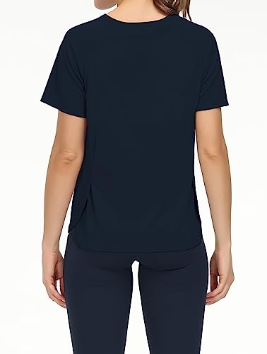 THE GYM PEOPLE Women's Short Sleeve Workout Shirts Breathable Yoga T-Shirts with Side Slits Athletic Tee Tops4