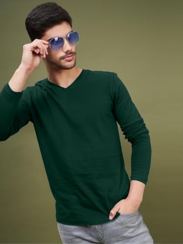 Image of INKKR Men's Solid Plain V-Neck T-Shirt