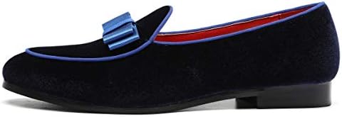 Mens Loafers Driving Shoes for Men Leather Elegant Moccasin Wedding Dress Smoking Slipper Bow Blue 11 US | Image 1