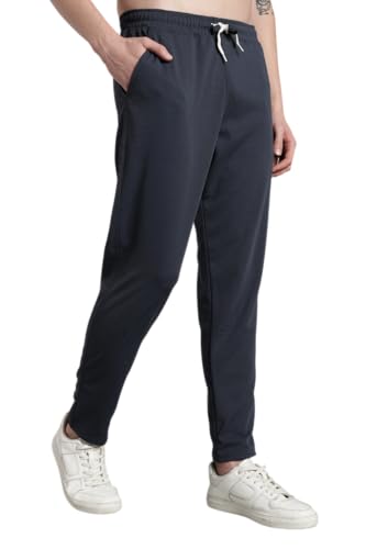 Image of SWADESI STUFF Men's Cotton Blend Track Pants, Black, Comfort Fit with Drawstring, Side Pockets for Regular Wear, Sports, Joggers