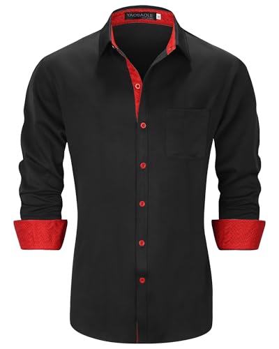 YAOBAOLE Chemise Habillée Homme Manches Longues Coupe Ajustée Casual Business Chemise Homme Mariage Classiques Boutonnées Noir L