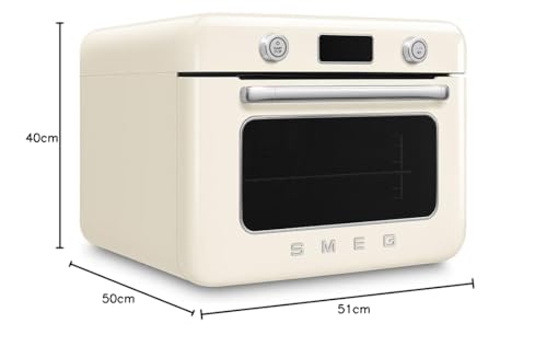 Smeg, Mini Four Combiné COF01CREU, 10 Fonctions de Cuisson, 33 Recettes Automatiques, Réservoir Amovible, Cuisson à la Vapeur, Fonction de Détartrage, Puissance 1800W, Crème