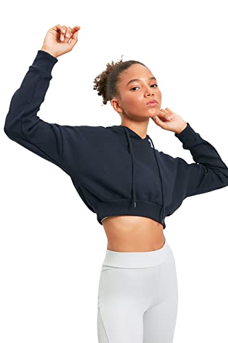 TRENDYOL Damen Trendyol Crop Sports Thin Hooded Sweatshirt, Marineblau, XS...