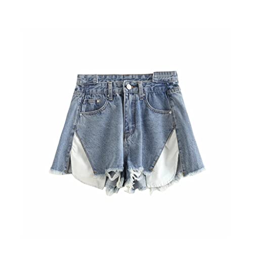 Short en jean déchiré pour femmes avec coutures irrégulières au style décontracté