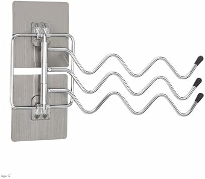 HOMOTEK Swivel Towel Rack Adhesive Stainless Steel Towel Hanger 3-Arm Towel Bar, Space Saving Towel Holder Rack for Bathroom Kitchen, Brushed Finish 1 Pack