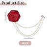 SUPERFINDINGS 4PCS Broches Fleur Rose Rouge Épingles de Revers Homme Broches Marié Rose Broches Satin de Revers Mariage pour Costume Homme Bijoux Marié Mariage #1