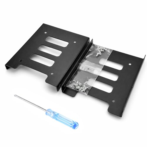 SNANSHI 2.5 to 3.5 Hard Drive Adapter SSD HDD Mounting Bracket Kit 2-Pack Metal with Screws & Screwdriver Included Fits Any 3.5 Inch Internal Desktop PC Drive Bay Easy Installation