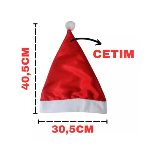 Kit 5 Gorro Natal Papai Noel Fantasia Chapeu Natalino Feito de Cetim Premium