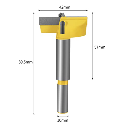 Meccion Carbide Forstner Drill Bit Wood Hole Cutter, Professional Woodworking Hole Saw Boring Bit (42mm), Yellow - Image 2