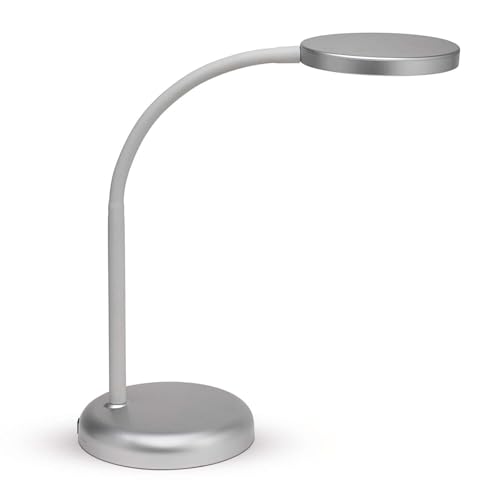 MAUL lampada da scrivania MAULjoy | Piccola lampada da tavolo con supporto | Lampada con luce LED bianca calda da 3000K | Lampada da tavolo LED moderna per scrivania, ufficio | Argento