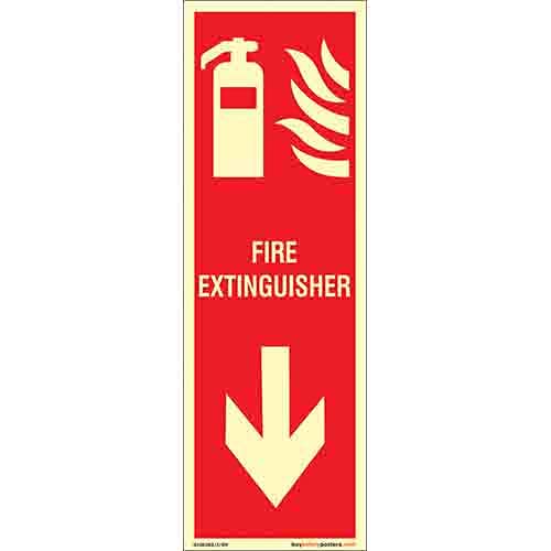 Fire Extinguisher with Down Arrow Glow Sign - Premium Quality Glow In Dark Sunboard - (450 mm X 150 mm, Multicolor)-image-10