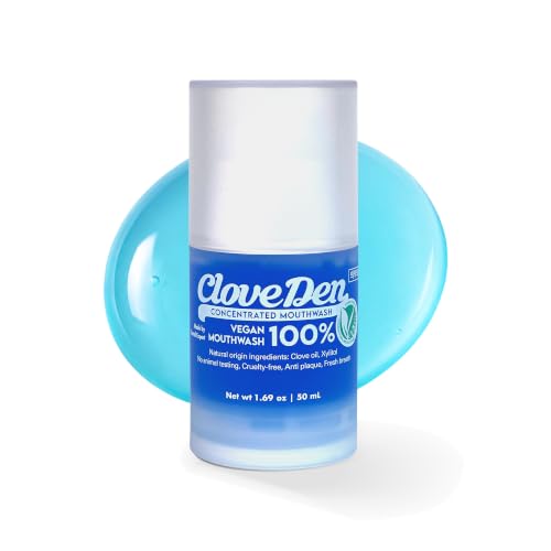 CloveDen Concentrated Mouthwash Alcohol-Free - Targets Odor-Causing Bacteria Antibacterial Anti-Plaque & Gum Care with CPC Clove & Tea Tree Oil 200+ Uses Mint Herbal Travel Size 1.69 fl oz/50ml
