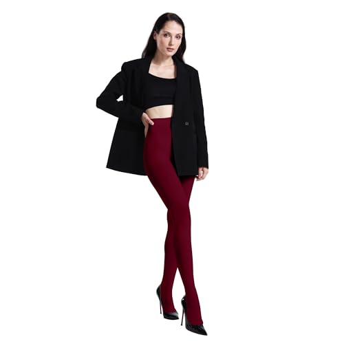Image of MATHACINO Women's 80D Solid Color Soft Semi Opaque Pantyhose Colored Tights High Waist Womens Tights