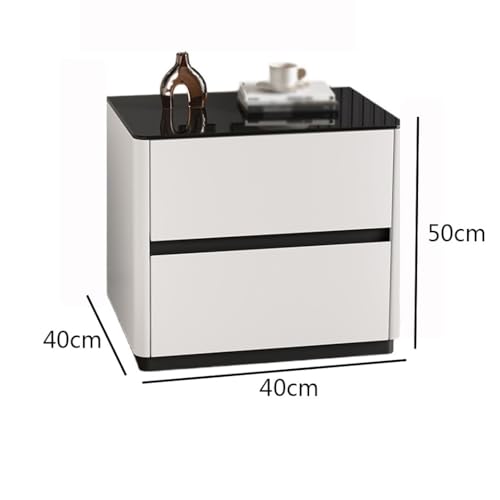 Table de nuit avec rangement en verre double tiroir compact pour studio moderne - 4
