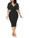 qfmqkpi One Piece Dress for Women Summer Pearls Samll Waist Tea Length Slim Fit Work Dress Black M