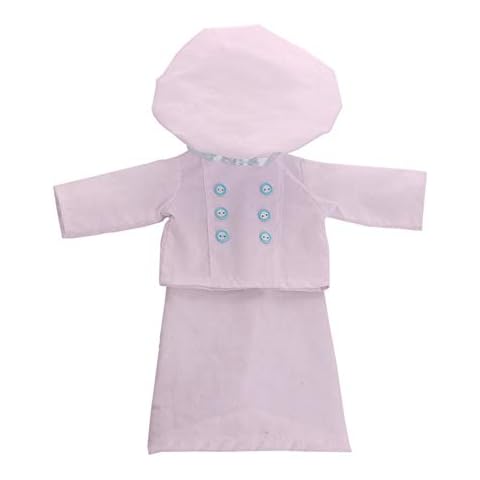 Uteruik Puppen-Koch-Kleidung für 46 cm große Puppen, weiße Back-Outfits, Kochmütze, Kochmantel, Schürze, Kostümzubehör Cover
