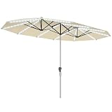 Outsunny 15ft Extra Large Patio Umbrella with Bright Solar Lights, Aluminum...