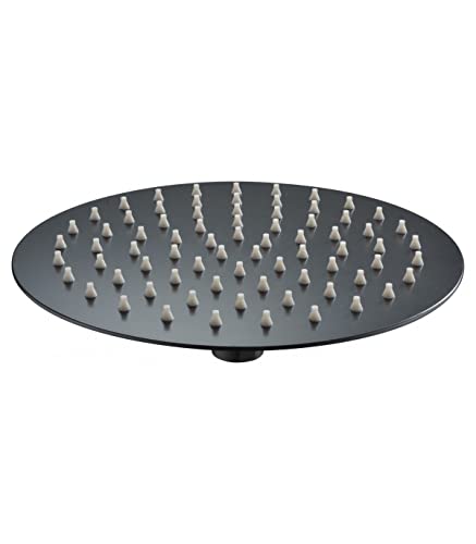 IMEX - Rociador de ducha redondo - alcachofa ducha extraplano de acero inoxidable Ø 20 cm, Negro Mate - RDN001/NG
