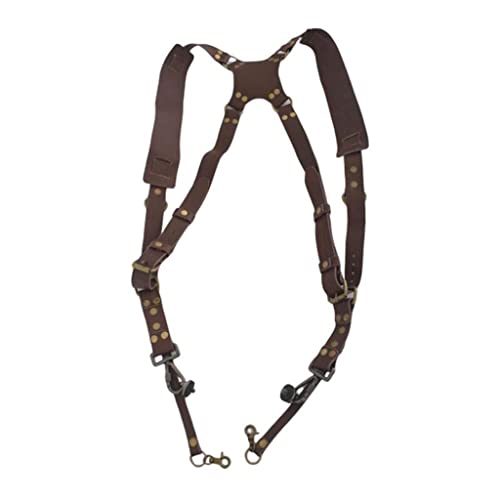 GANFANREN Correa de Cuero de la cámara Digital Correa de Doble Hombro de Hombro de Doble Hombro de Accesorios de la cámara de la cámara del arnés de la cámara (Color : Brown, Size : One Size) Cover