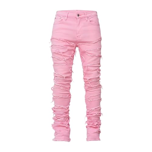 Jean déchiré homme aux finitions gothique Harajuku et coupe skinny vintage
