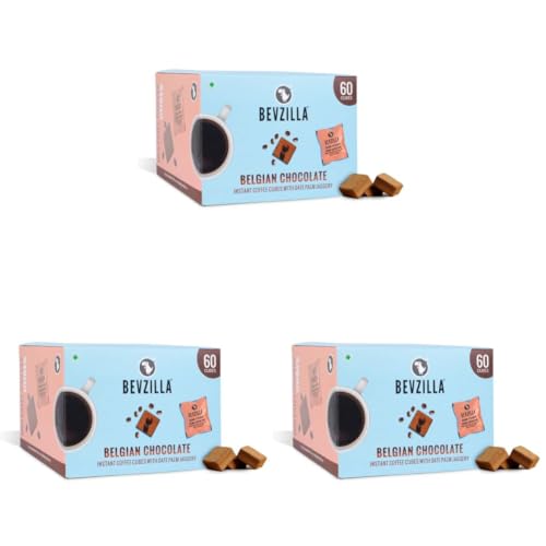 Image of Bevzilla 60 Belgian Chocolate Instant Coffee Cubes | Made with Date Palm Jaggery & Arabica Beans | No Refined Sugar | No Preservatives | Coffee Premix with Real Ingredients| Enjoy Hot & Cold