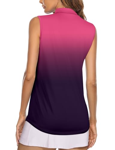 Koscacy Women's Sleeveless Golf Tennis Polo Shirts Zip Up Dry Fit Workout Tank Tops Athletic Shirt